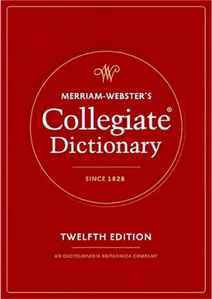 A red Merriam-Webster's Collegiate Dictionary